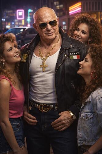 Vintage Paninaro con ammiratori di notte